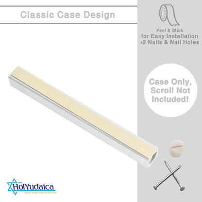 3-Pack Classic Aluminum Mezuzah Case for Mezuzah Scroll (with Nail), Weather Proof, Easy Peel and Stick (White, 5.5inch)