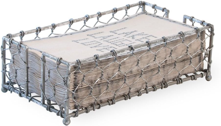 Boston International Guest Napkin Caddy - Chicken Wire Design with Silver Foil