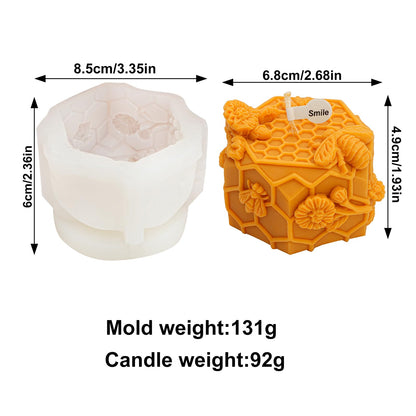 2PCS-3D Honeycomb Pillar Candle Silicone Mold DIY Embossed Bee and Flower Bee Cylinder Aromatherapy Candle Plaster Molds Handmade Home Decor Gift(Honeycomb Mold-11)