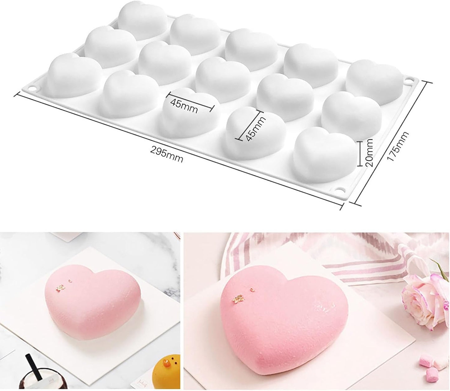 3D Silicone Baking Mold for Candles, Love Heart Shape Silicone Mold for Soap, Mousse Cake, French Dessert
