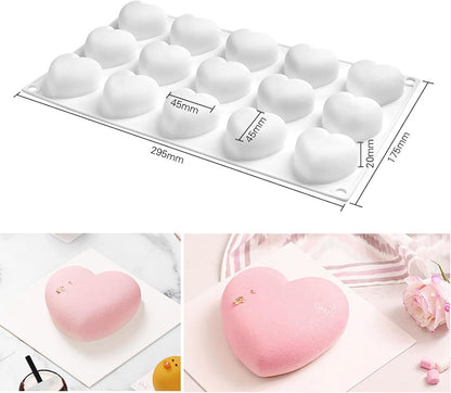 3D Silicone Baking Mold for Candles, Love Heart Shape Silicone Mold for Soap, Mousse Cake, French Dessert