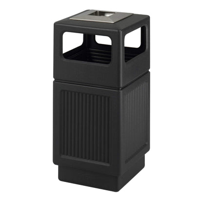 Safco Canmeleon Trash Can, 38 Gallons, Indoor and Outdoor Use, Durable & Weather-Resistant Commercial Garbage Can with Ashtray, Black