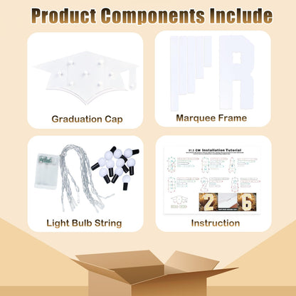 Zealor 2026 Graduation Decorations 3.3FT GRAD Marquee Letters with Lights Class of 2026 Large Prom Light-Up Letters with Graduation Hat Pre-Cut Foam Board Frame for Ceremonies Party Senior Photo Props