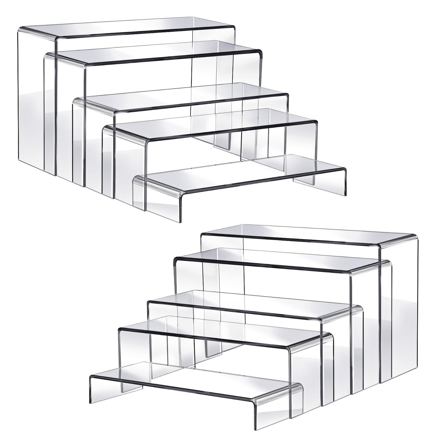 Fixwal 10pcs 2 Set Acrylic Risers for Display Clear Perfume Organizer Stands Acrylic Display Risers for Show Figures, Cupcake, Jewelry, Toys, Perfume and More (Large Size)