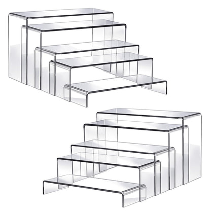 Fixwal 10pcs 2 Set Acrylic Risers for Display Clear Perfume Organizer Stands Acrylic Display Risers for Show Figures, Cupcake, Jewelry, Toys, Perfume and More (Large Size)