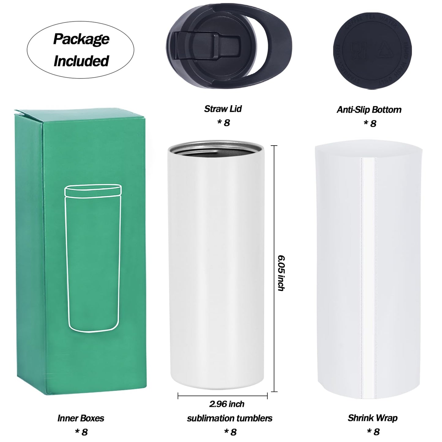 Micellwuu 8 Pack Kid Sublimation Sports Water Bottle Blanks, 15 Oz Sublimation Tumblers Bulk Leak Proof Stainless Steel Bottles Flask with Portable Handle, Individually Boxed