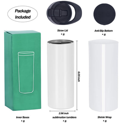 Micellwuu 8 Pack Kid Sublimation Sports Water Bottle Blanks, 15 Oz Sublimation Tumblers Bulk Leak Proof Stainless Steel Bottles Flask with Portable Handle, Individually Boxed