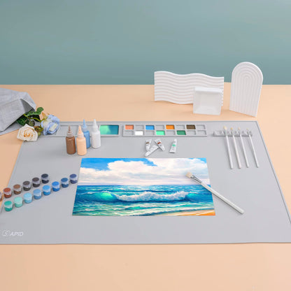 SAPID Extra Large 32"x24" Silicone Painting Mat with Raised Edges, NonStick Silicone Craft Mat for Resin Casting, Silicon Art Matt for Kids, Creator, Silicone Mats for Crafts, Clay, DIY, Gray