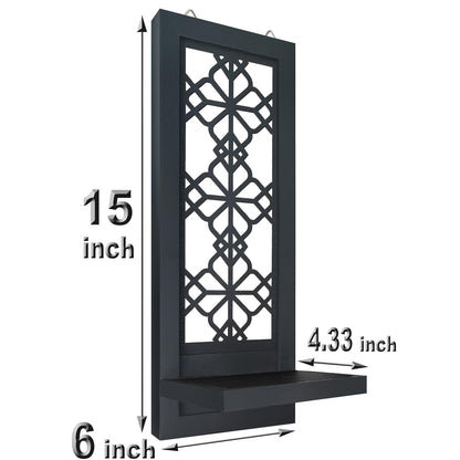 ZOLAPI Set of 2 Candle Sconces, Farmhouse Accent Wall Sconce, Black Candle Holder Wall Decorations for Home Décor, Living Room, Dining Room.(15 x6 in)