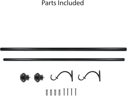 Decopolitan 1-Inch Urn Single Window Treatment Rod Set, 18 to 36-Inch, Antique Bronze