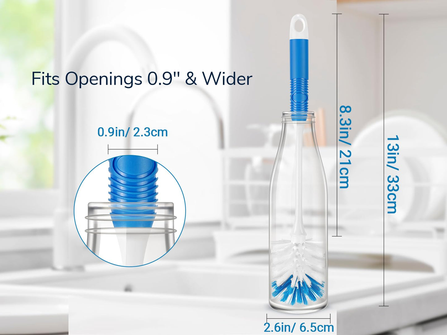 Bottle Brush Cleaner Set—Long Water Bottle Brushes for Tumblers, Cups, Glassware & Baby Bottles, 4 Pack