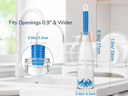 Bottle Brush Cleaner Set—Long Water Bottle Brushes for Tumblers, Cups, Glassware & Baby Bottles, 4 Pack
