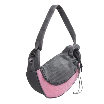 Pet Dog Sling Carrier, Breathable Mesh Portable Travel Safe Pet Sling Shoulder Bag Carrier with Adjustable Non-Slip Shoulder Strap for Small Dogs Cats Puppy (Small, Pink)