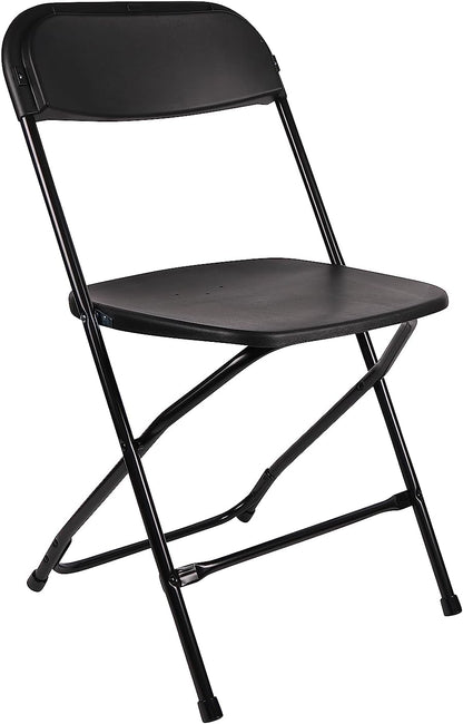 Commercial 650lb Set BTEXPERT Black Plastic Folding Chair Steel Frame High Weight Capacity Event Chair Lightweight