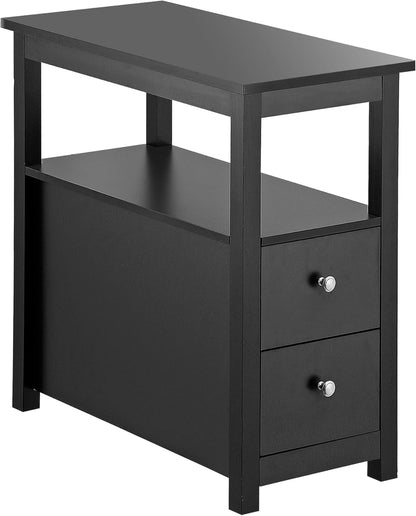 Oteymart Side Table End Table Narrow Sofa Table Rectangular Side Cabinet with Drawers and Shelf for Living Room
