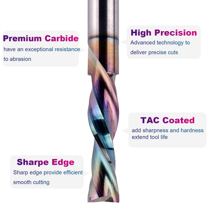 SpeTool 1/4 Inch Shank Downcut Spiral Router Bit 1/4 Inch Cutting Diameter 1 inch Cutting Length with Extra Long Life Coating and SpeTool Brass Router Template Bushing Guide Set