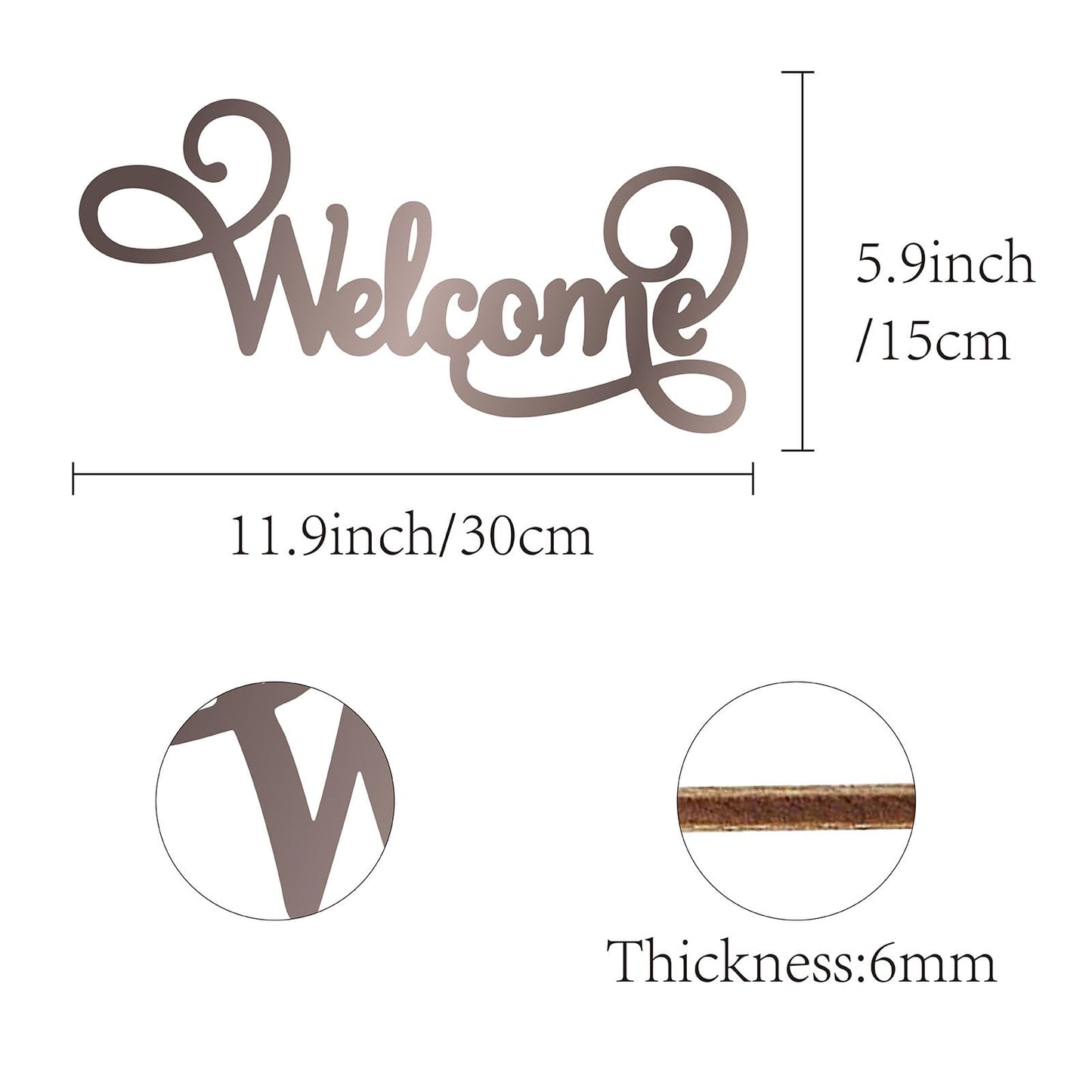 CREATCABIN Welcome Wood Cutout Sign Word Sculpture Wood Sign Unfinished Laser Cut Wooden Welcome Wall Art Decoration Hanging Rustic for Home Porch Wedding Party Classroom Farmhouse 6x12Inch