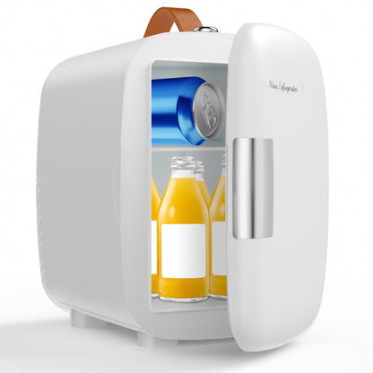 4L 6 110V Ac/12V DUMOS Mini Fridge for Bedroom, Compact Personal Fridge Cooler For Skincare, Drinks, And Snacks, Fits