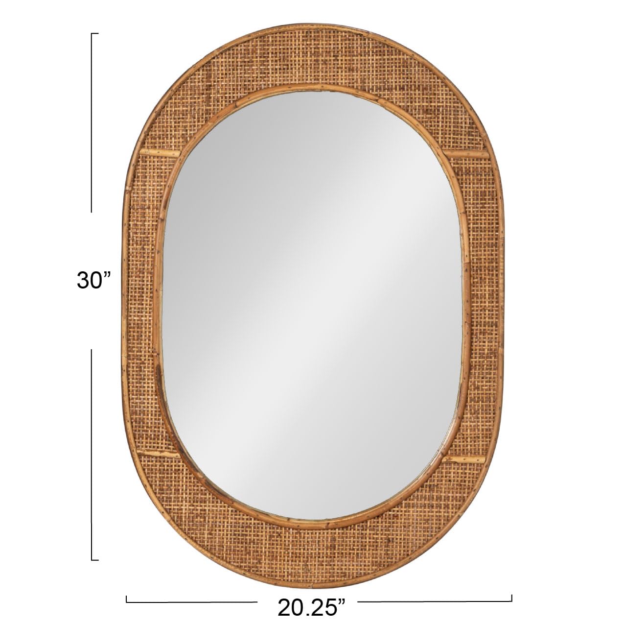 Creative Co-Op Oval Bamboo and Rattan Framed Wall Mirror, Natural