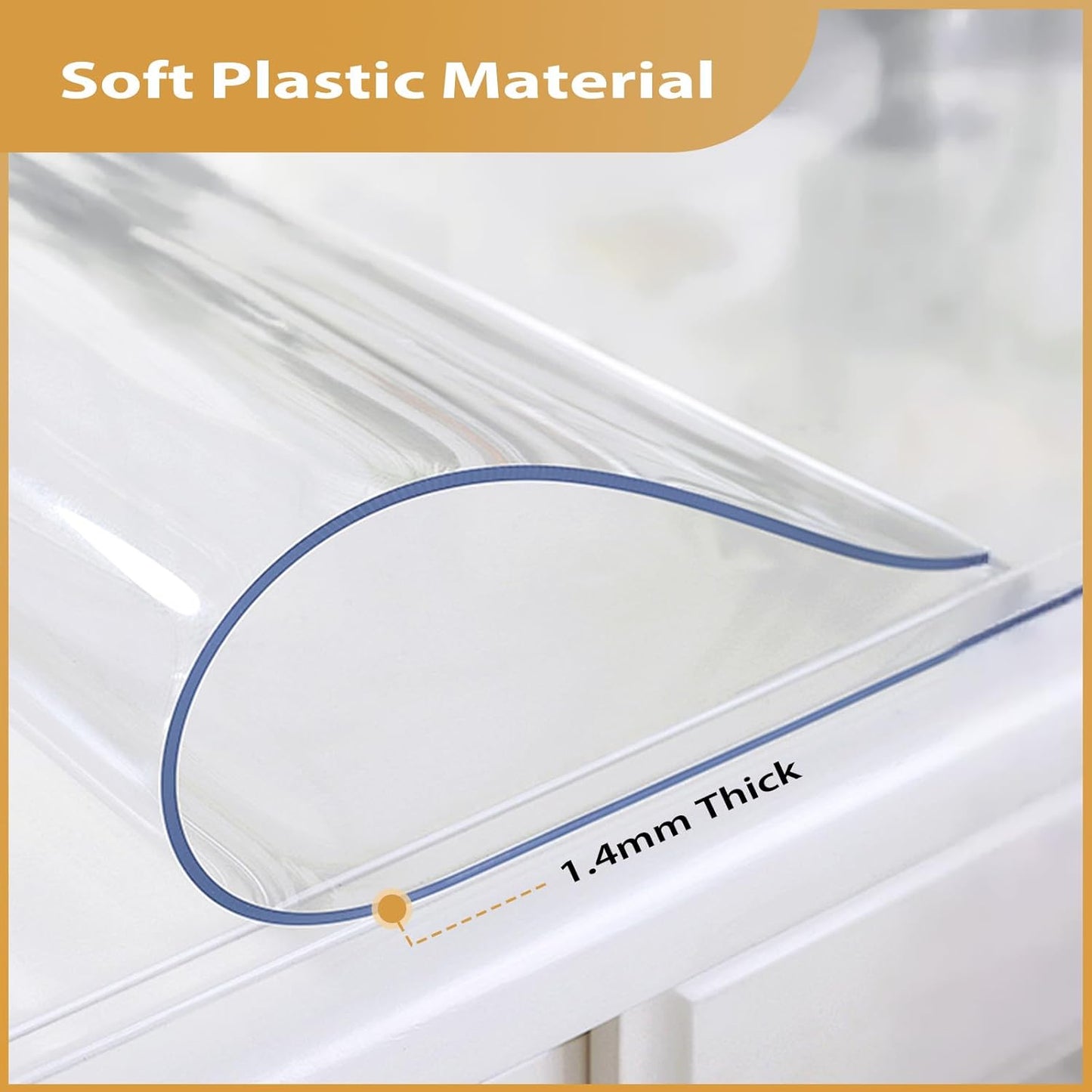 24 36 Inch, 1.4mm Clear Table Protector x Thick Waterproof PVC Plastic Table Cover, Durable Table Pad for Dining Room