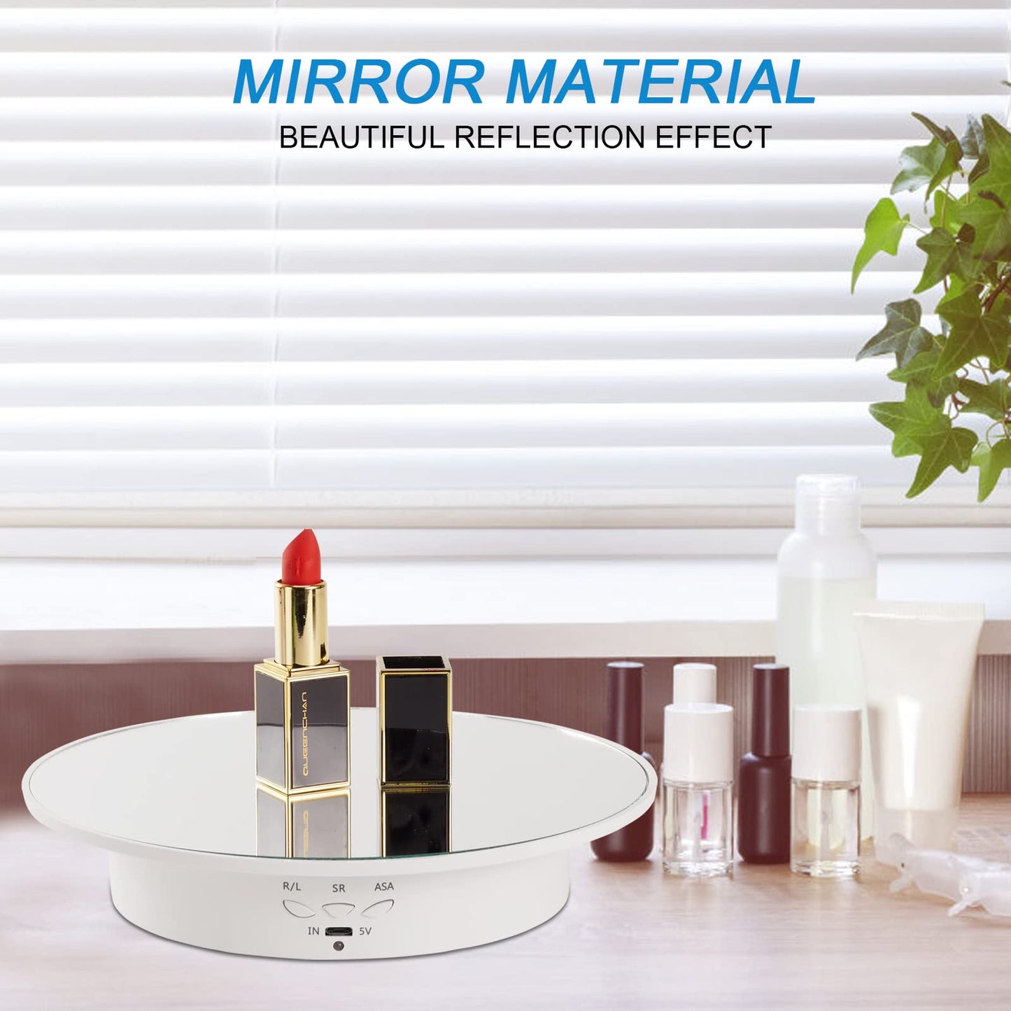 7.87'' Rotating Display Stand Motorized Rotating Display Stand, 22 lbs Load Rotating Platform with Mirror Cover, Rotating Stand with USB Charging Port, for Jewelry Photography Products 3D Model Cake