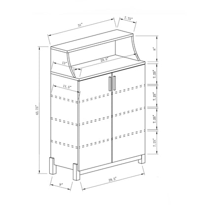 HOMES: Inside + Out Seiter Modern 5-Shelf Wood 33 in. Shoe Cabinet for Entryway, Distressed Gray