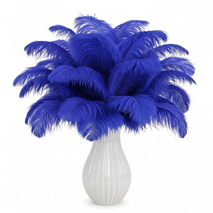 Lamar 20Pcs 12-14'' Blue Ostrich Feathers for Decoration, Wedding Centerpieces, Crafts, Festival, Party, Carnival, Floral Arrangement, Bohemian Home Decor (Royal Blue)
