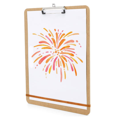 Frcctre 4 Pack 13x17 Inch Artist Sketch Boards with Handle, Portable Wooden Artist Drawing Boards Art Clipboards with Clip and Rubber Bands for Class or Studio Sketching, Drawing, Painting