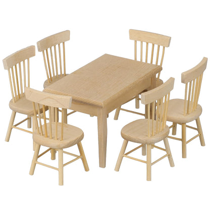 Toddmomy 1 Set Doll Furniture Miniature Furniture Decorative 1/12 Scale Miniature Table Chair Set for Dollhouse Kitchen Food Decoration Accessories (As Shown B)