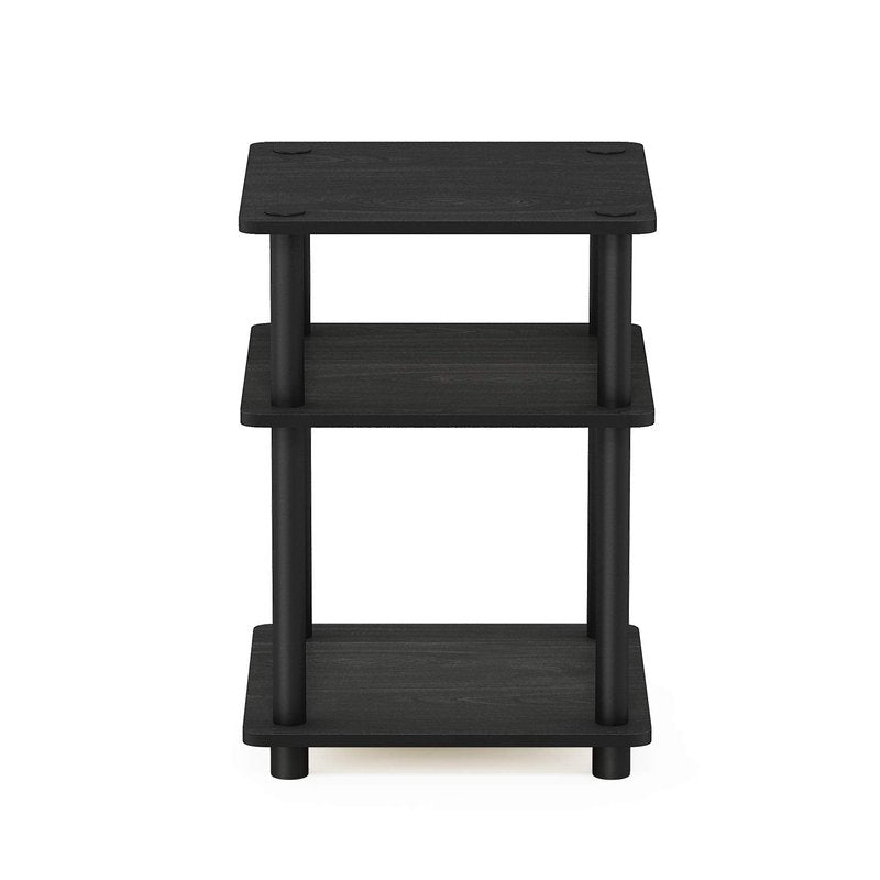 Furinno TURN-N-TUBE Side Table, 3-Tier Square Modern End Table, Open Shelves Nightstand, Night Stand, Bedside Table, Easy Assembly, for Living Room, Bedroom, Blackwood