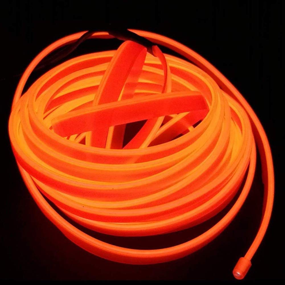 ABALDI EL Wire Interior Car Light, USB Neon Glowing Strobing Neon Lights with 5mm Sewing Edge for Car Inside Decoration(5m/16ft,Orange)