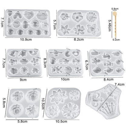 Voyyphixa 8PCS Resin Hair Clip Molds with 20 Golden Hair Pins Accessories Hair Barrettes Silicone Molds for Epoxy Resin Jewelry Resin Casting Molds for DIY Bookmark, Pendant Charm Decoration