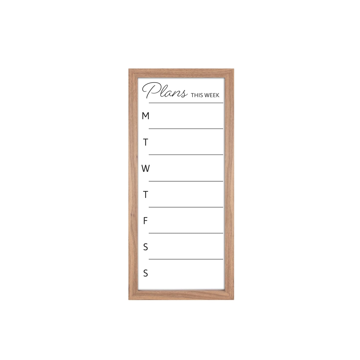MCS Dry Erase Weekly Planner 11x24 Walnut Framed Calander Whiteboard for Wall, Plan Your Week with Family Weekly Planner for Dinners, Sports, Events & More