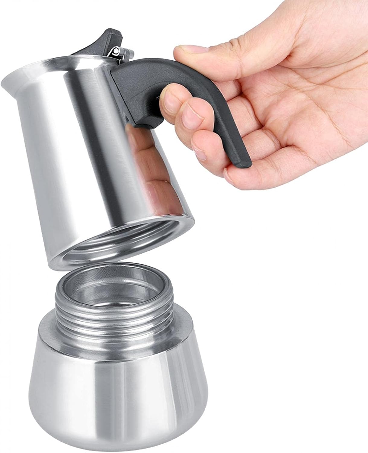 Stainless Steel Moka Pot Espresso Coffee Maker, Portable Electric Heating Espresso Maker for Home Office Use