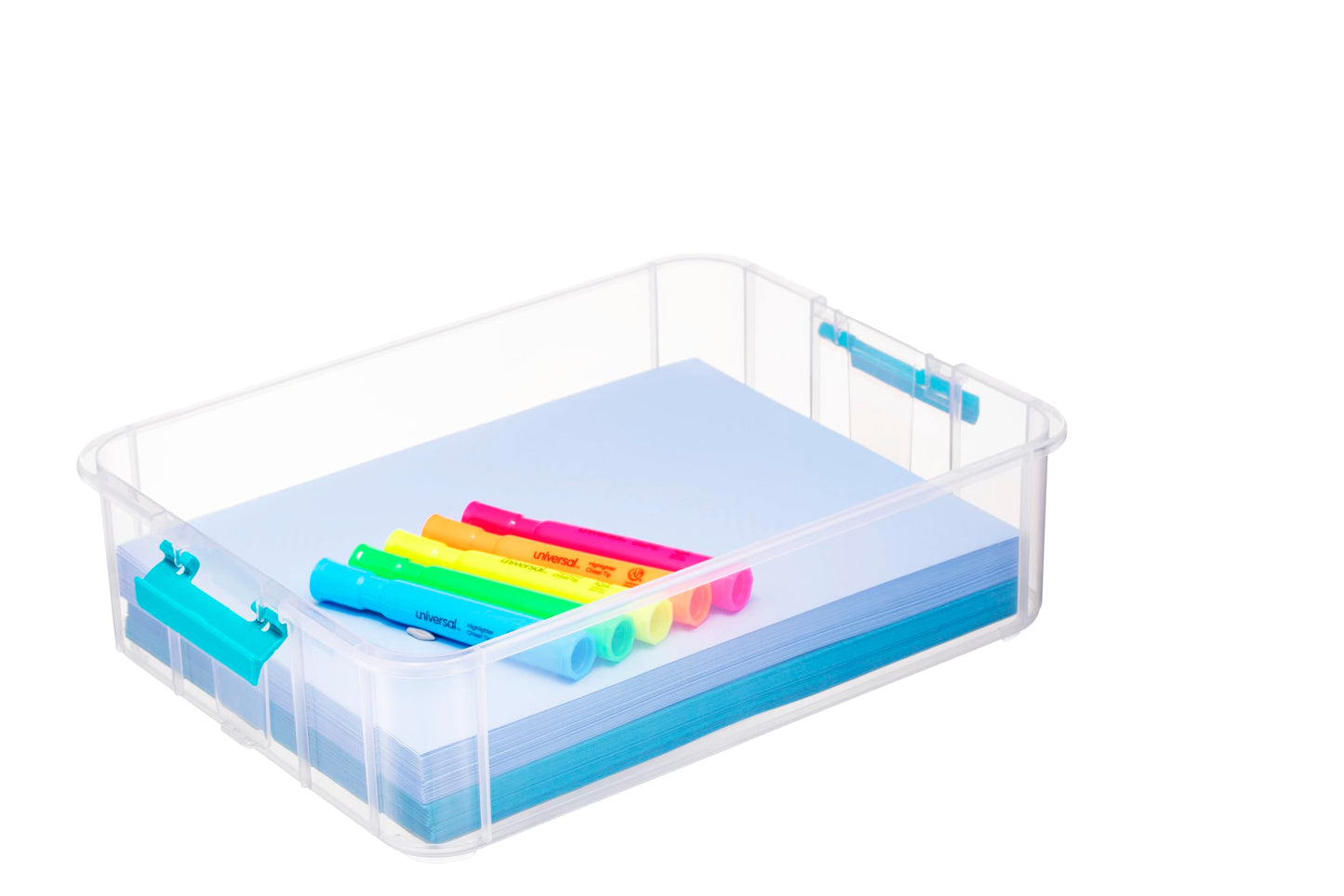 Tribello Craft Box & Art Supply Storage Organizer – Stackable Art Organizer and Craft Storage Box with Handle, 2-Layer Clear Art Supplies Organizer (14 x 10 x 7)