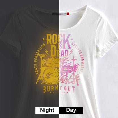 Holographic Glow in The Dark Heat Transfer Iron on Vinyl - 4 Pack 12" x 10" Luminous Chameleon HTV Vinyl Bundle Sheets for T-Shirts (4 Colors)