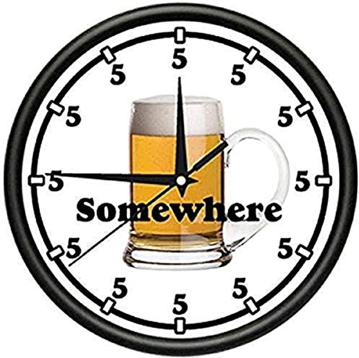 SignMission Five O'CLOCK Somewhere Wall Clock, Beer Happy Hour Gift