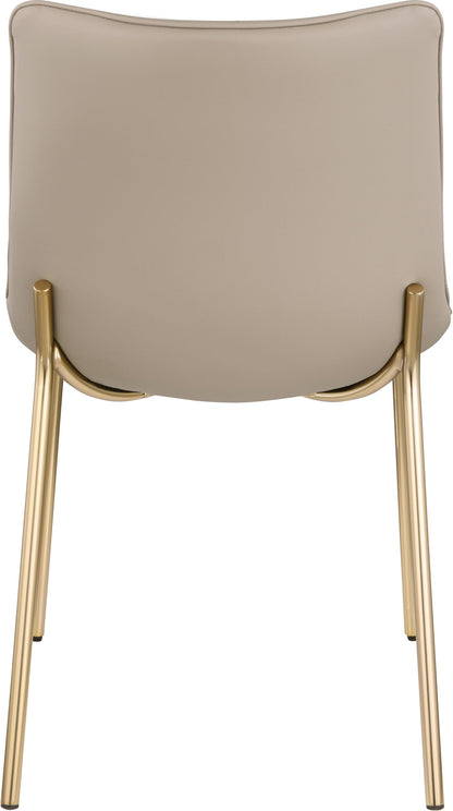 Meridian Furniture 529Taupe-C Isla Collection Modern | Contemporary Vegan Leather Upholstered Dining Chair, Brushed Gold Metal, Channel Tuft On Back, 18.5" W x 22.5" D x 33.5" H, Taupe, Set of 2