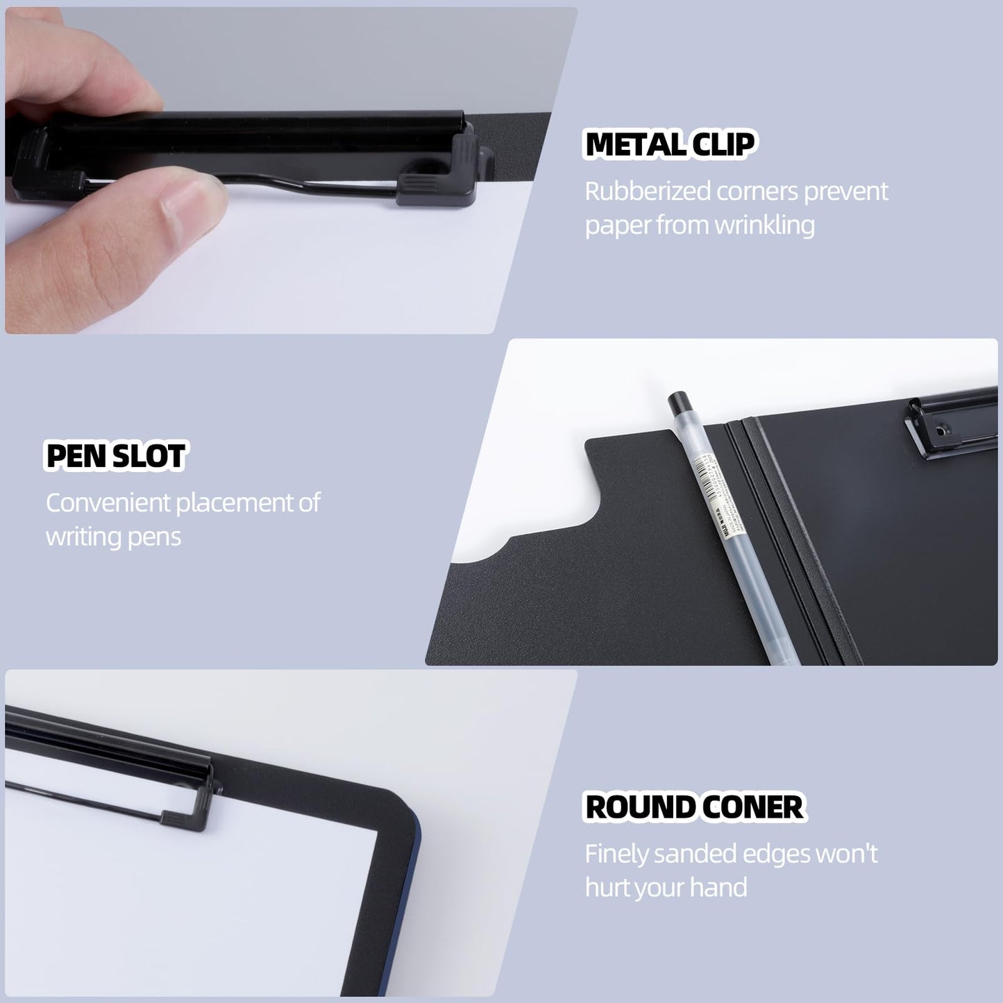 FRETONBA Clipboard Folder, 2 Pcs A4 Foldable Clipboard with Horizontal and Vertical Double Metal Clips, 360 Degree Foldable Binder Clipboards with Pen Holder, File Cover Work Folder Clipboards, Green