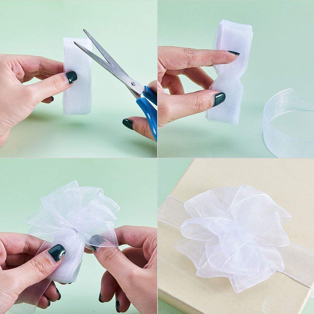 Sailing-GO 200 Yards（4 Rolls * 50 Yd） 1-1/2" Wide Sparkle Sheer Chiffon Organza Ribbon for Wedding Gift Package Valentines Bouquets Wrapping Birthday Baby Shower Home Decor Wreath Decorations Fabric