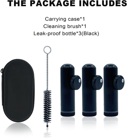OMG 3 Pack Portable Mini Powder Spice Bottle, Metal Leak-proof Bottle for Traveling Seasoning Storage (Black)