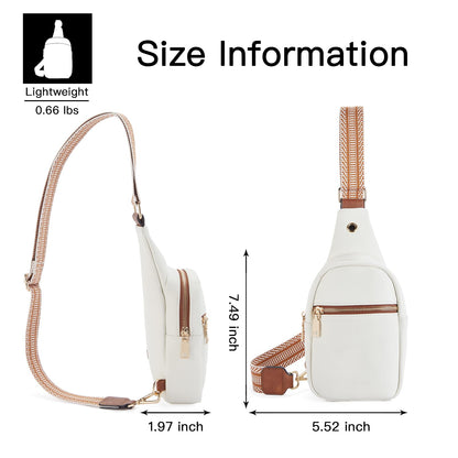 Telena Sling Bag for Women Vegan Leather Small Fanny Pack Crossbody Chest Bag Beige Brown