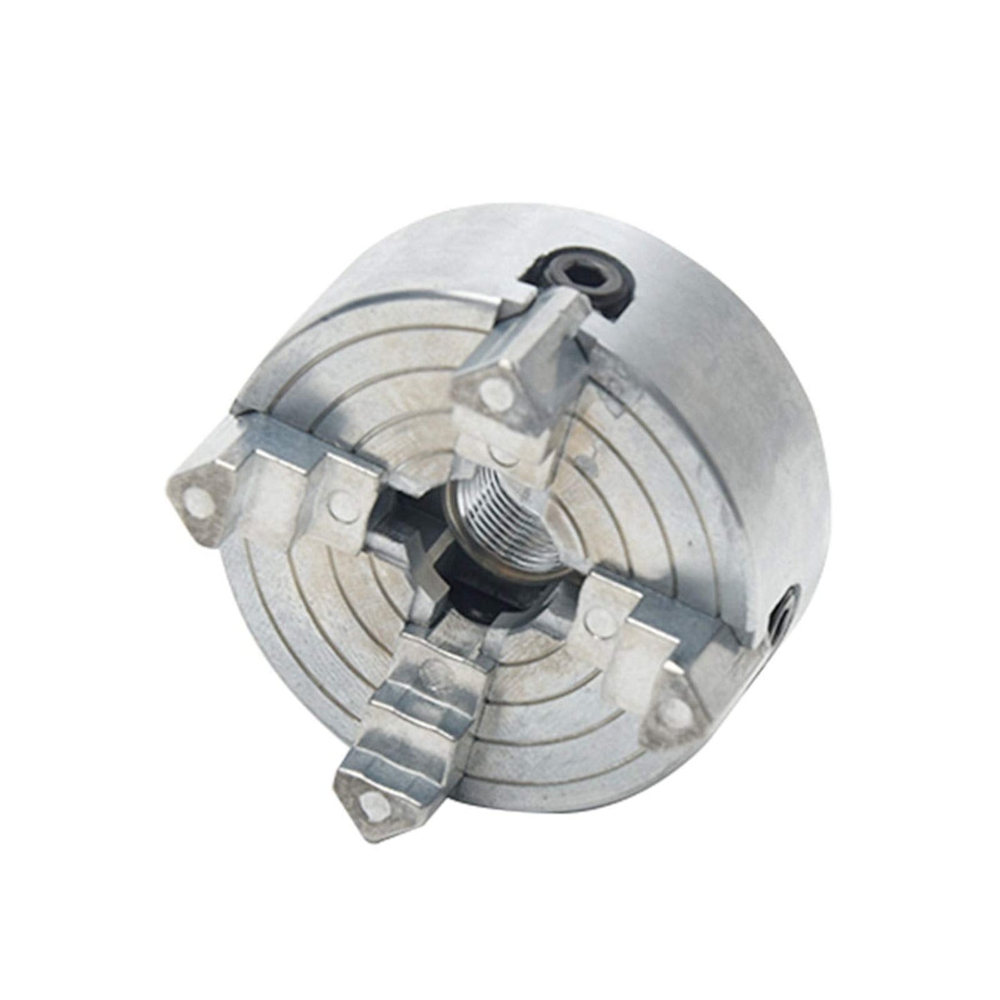 Z011 4-Jaw Lathe Chuck, Mini Lathe Chuck with Connecting Rod and Wrench, Self Centering Wood Turning Chucks, Power Lathes Accessory