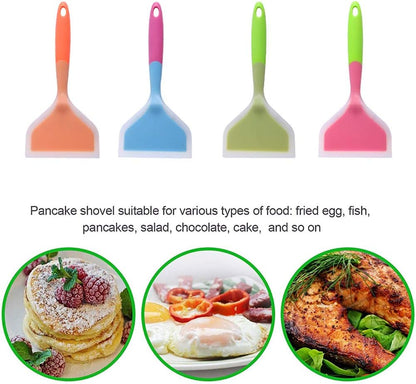 Omelette Spatula, 10-Inch Silicone Pancakes Shovel, Durable Heat-Resistant Turner for Eggs, Crepes (Orange)