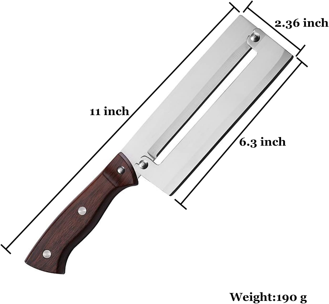 Sugarcane Peeling Knife - Pineapple Peeling Knife with Stainless Steel Blade and Natural Non-slip Brown Wooden Handle