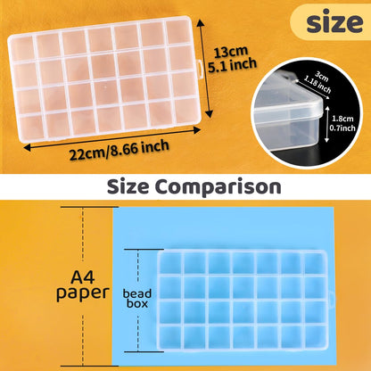 Eppingwin 28 Grids Bead Organizer, Craft Organizers and Storage, Acrylic Organizers, Plastic Bead Organizer Box for Crafts Organizing Storing (4 Pack)