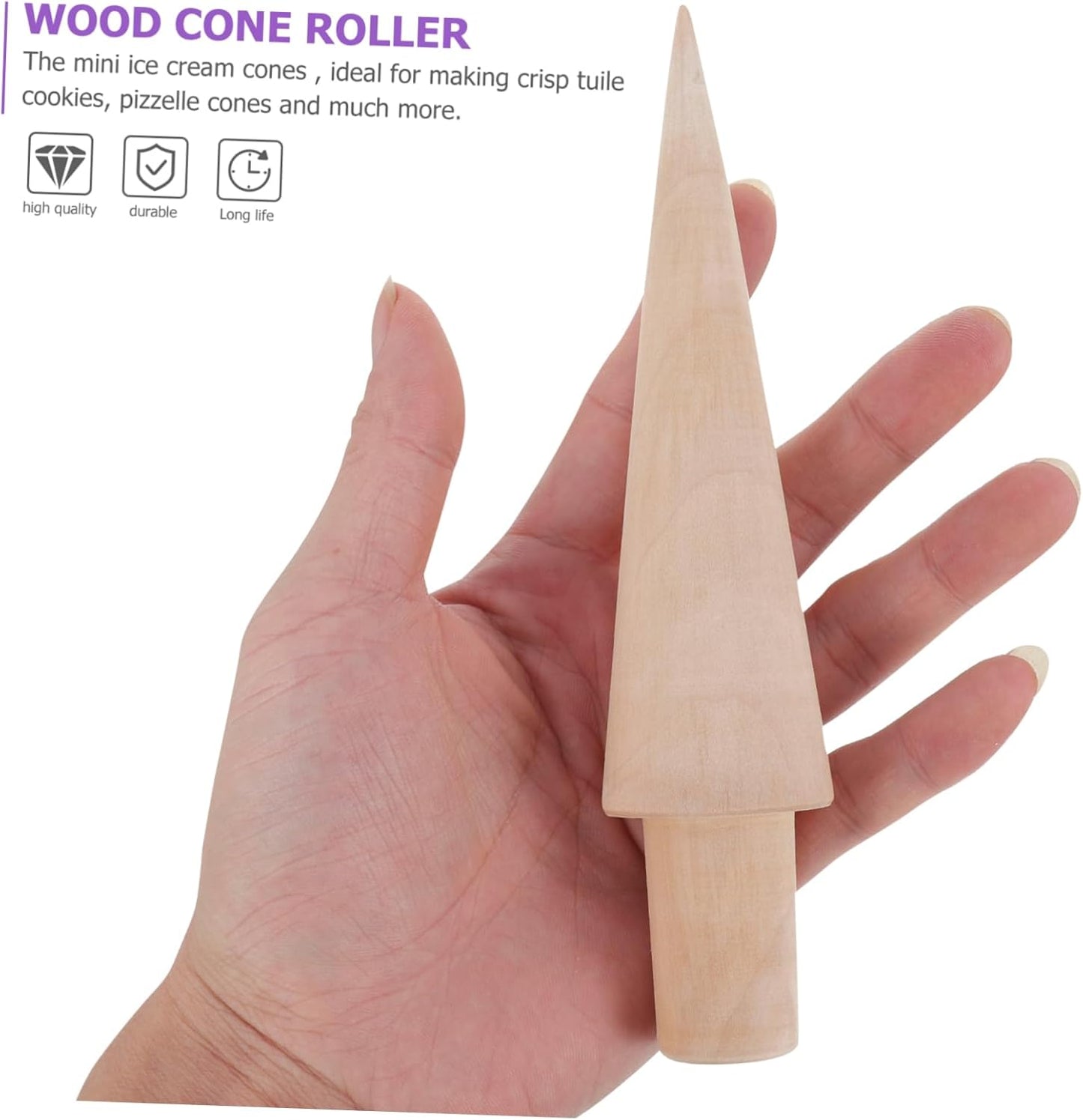 ABOOFAN 4 pcs Krumkake Waffle Cones Cream Maker Molds for Home Baking - Portable DIY Wooden Pastry Horns