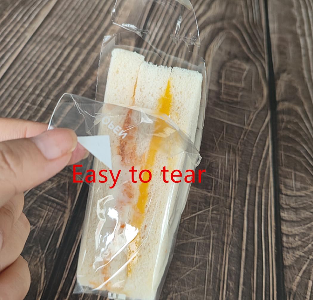 Plastic Sandwich Bags Packaging Container, Clear Triangle Bakery Wrappers for Sandwiches,Easy to Tear (100 Pack)