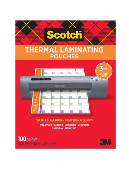 Scotch Thermal Laminating Pouches, for Use with Thermal Laminators, 8.9 x 11.4 Inches, Letter Size Sheets, 100-Pack