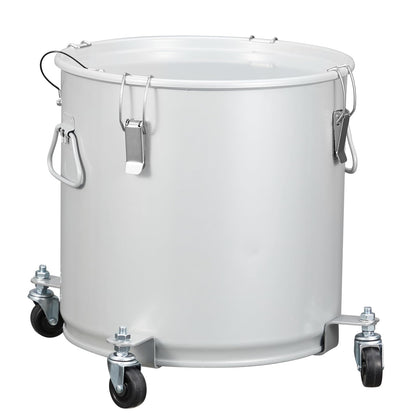 8 Gal Fryer Grease Bucket, Fryer Oil Bucket with Lid, Oil Disposal Caddy with Rust-Proof Coating, Coated Carbon Steel Oil Filter Pot with Caster Base, Oil Transport Container with Lock Clips & Filter